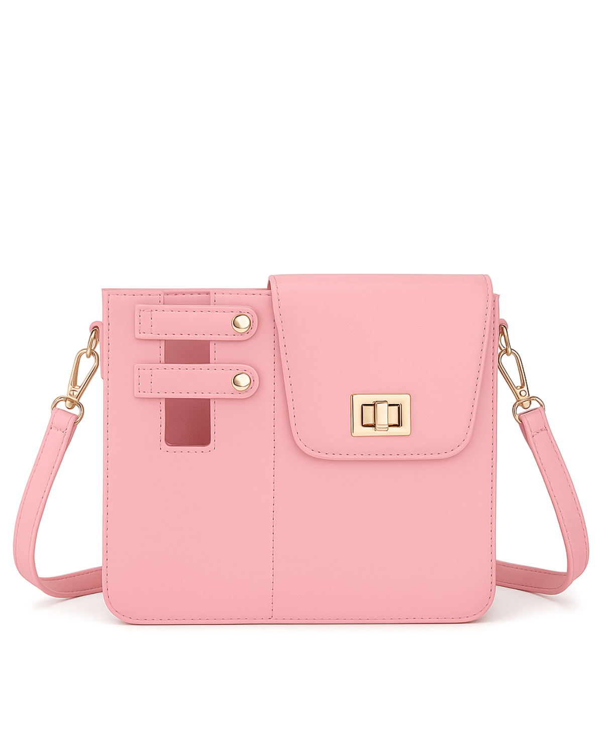 Sac bandoulière Vistasac rose pastel de face