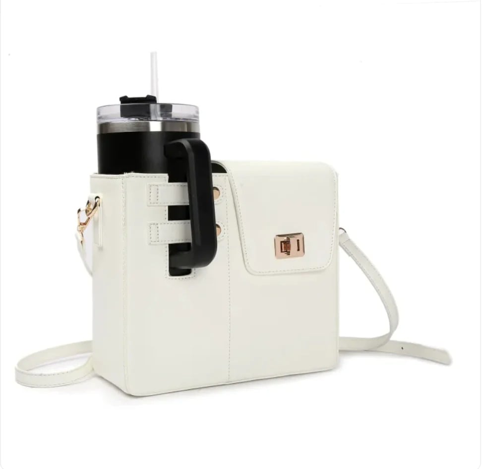 Sac VistaSac blanc contenant une gourde noire