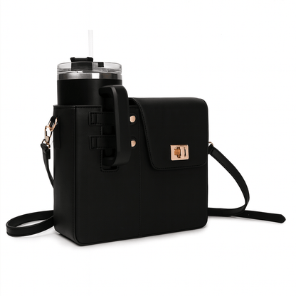 Sac VistaSac noir présenté avec une gourde noir